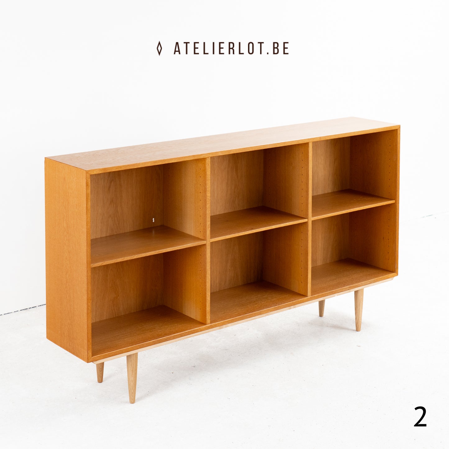 Set van 2 Deense boekenkasten in eikenhout