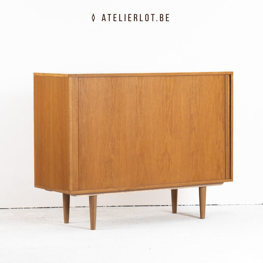 Vintage platenkast met jaloeziedeur