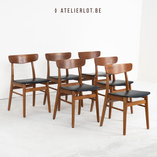 6 eetkamerstoelen Deens design Farstrup
