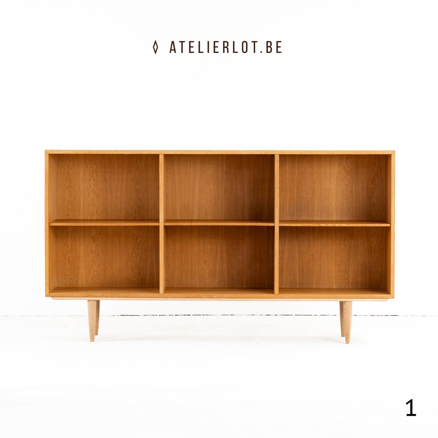 Set van 2 Deense boekenkasten in eikenhout