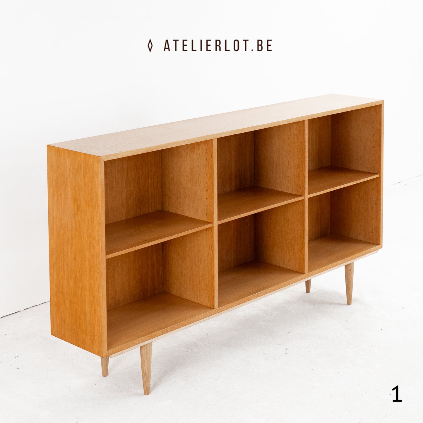 Set van 2 Deense boekenkasten in eikenhout