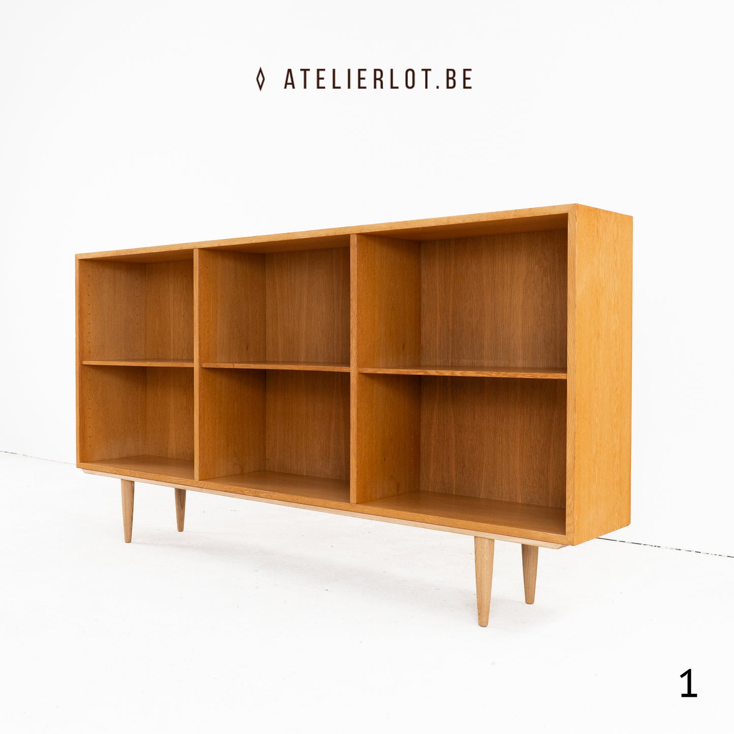 Set van 2 Deense boekenkasten in eikenhout