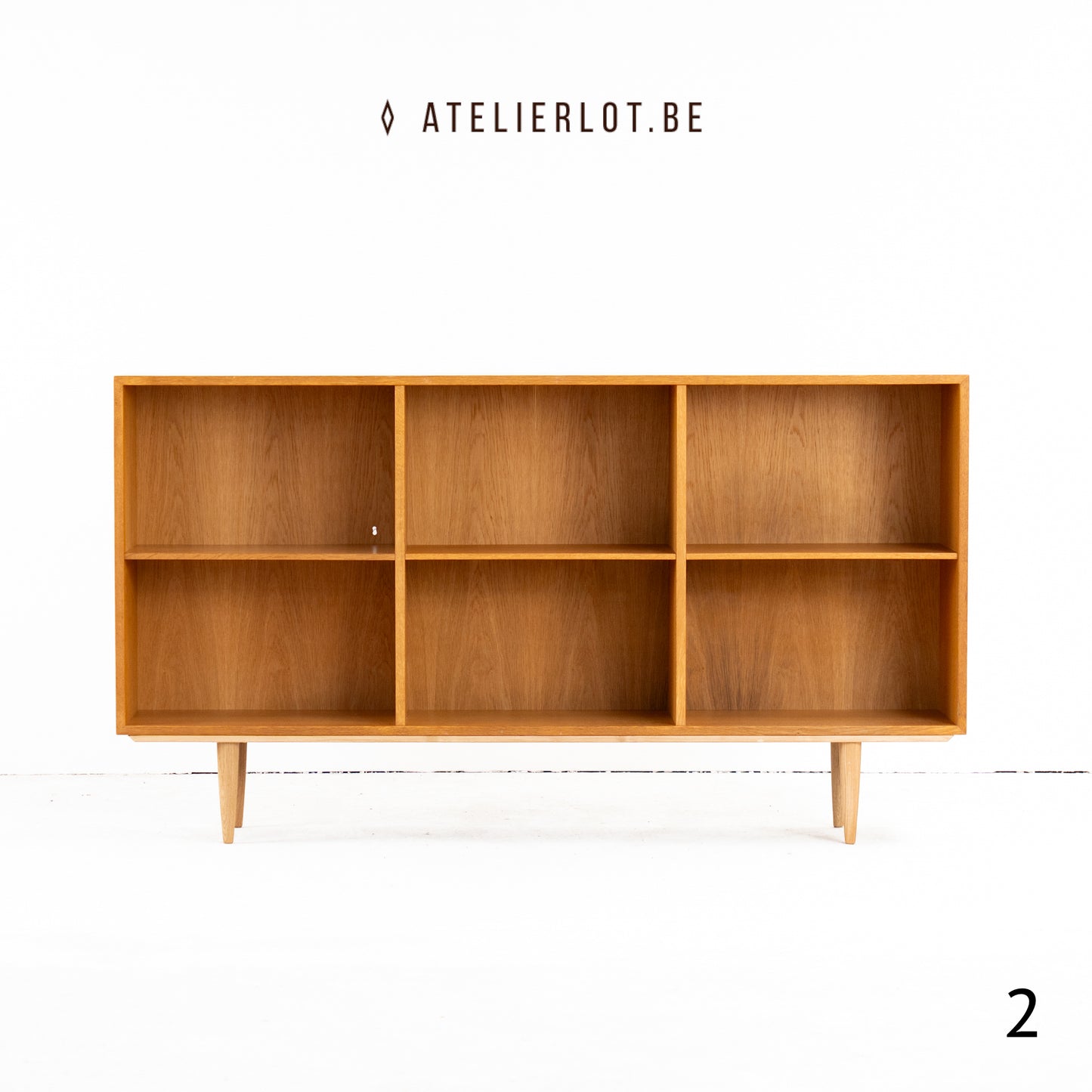 Set van 2 Deense boekenkasten in eikenhout