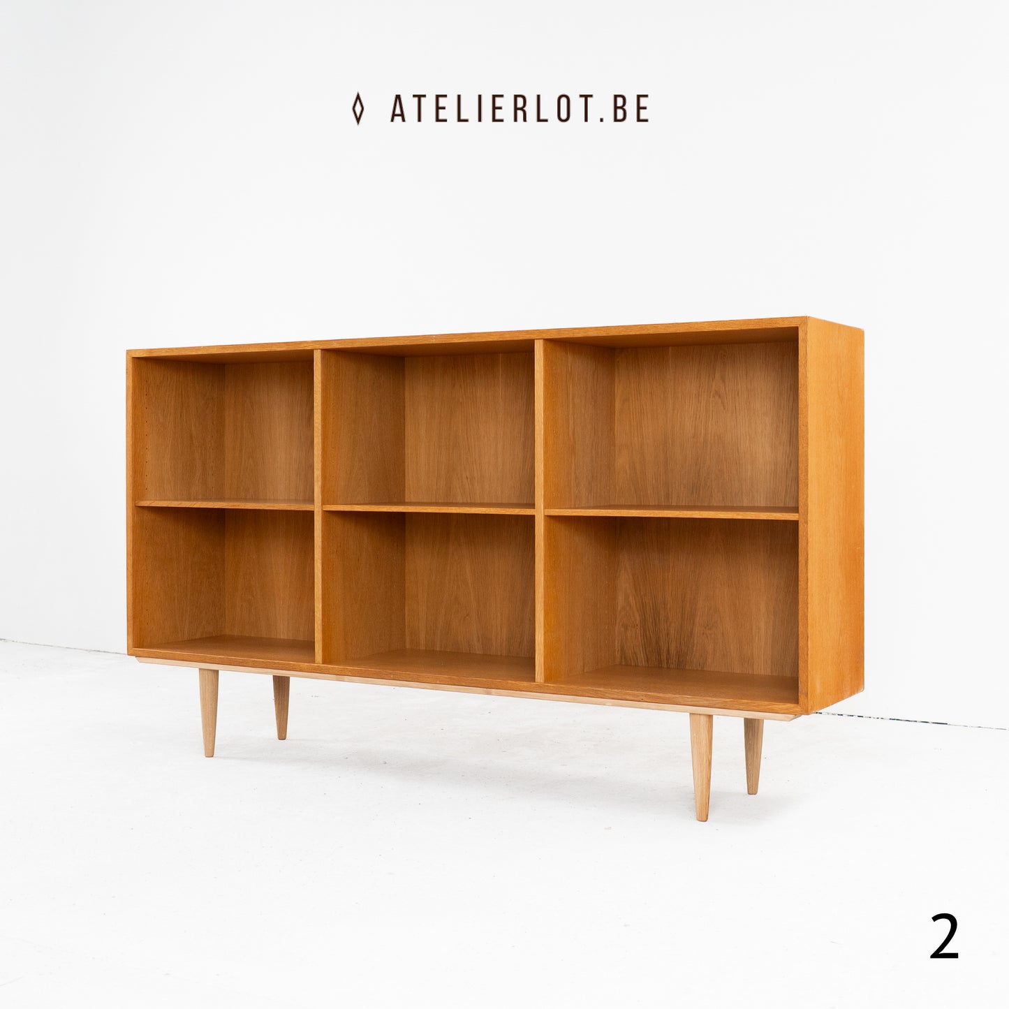 Set van 2 Deense boekenkasten in eikenhout