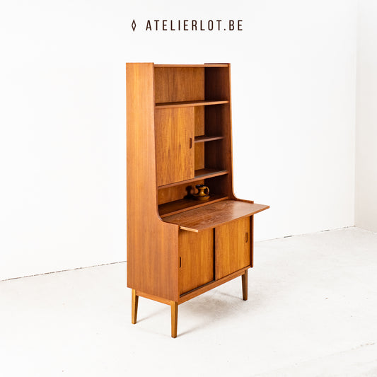Vintage Deense boekenkast / secretaire